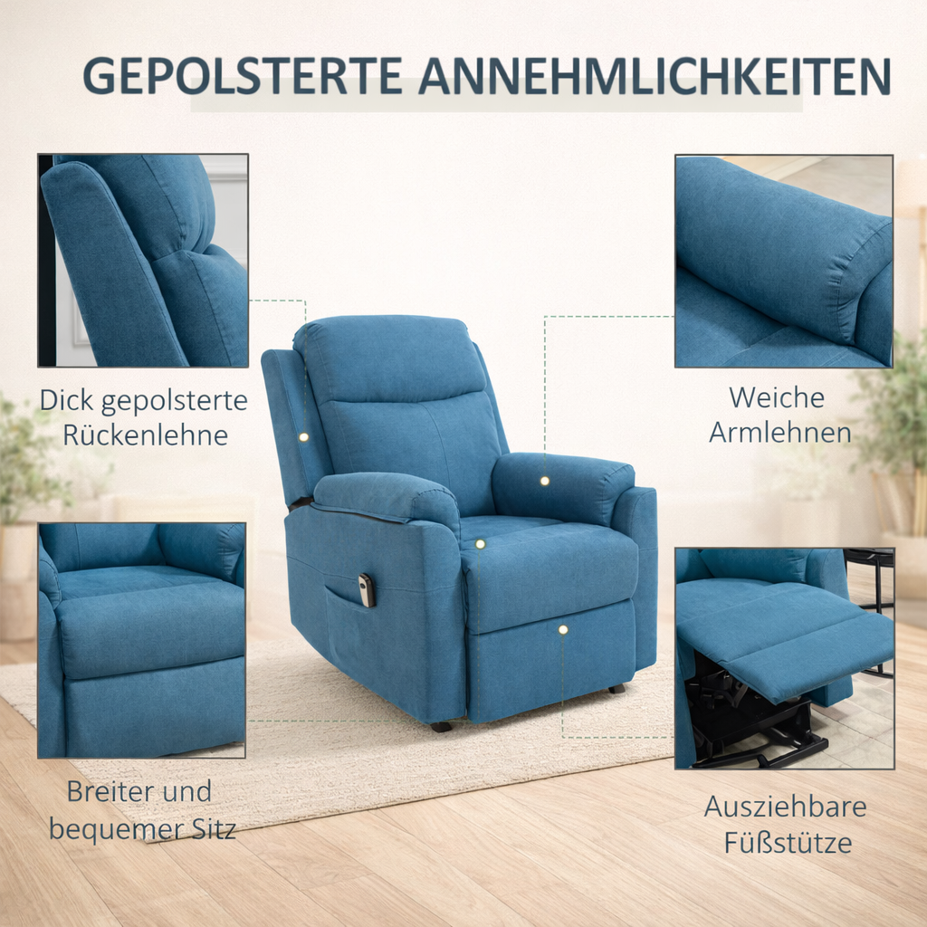 Aufstehsessel – Premium – 1 Motor – Modell Simon - Blau