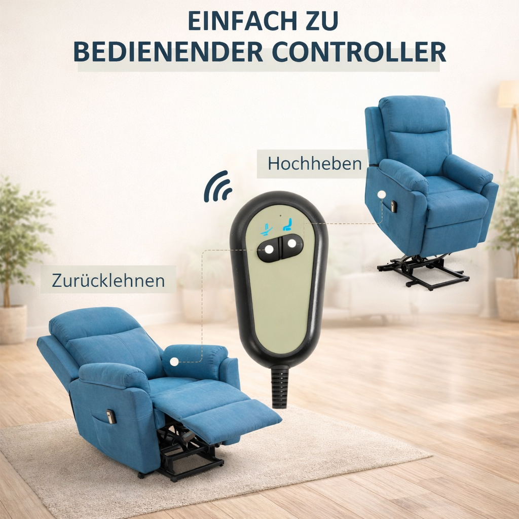 Aufstehsessel – Premium – 1 Motor – Modell Simon - Blau
