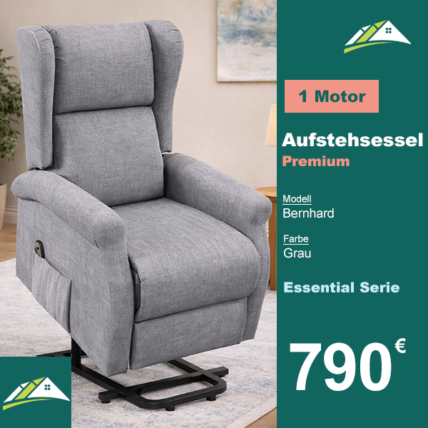 Aufstehsessel – Premium – 1 Motor – Modell Bernhard - Grau