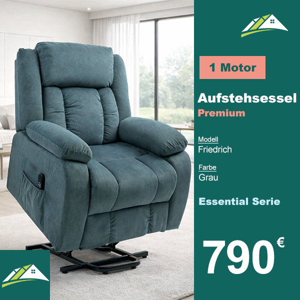 Aufstehsessel – Premium – 1 Motor – Modell Friedrich - Grau