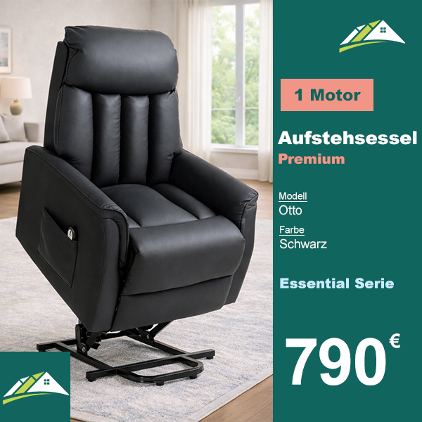 Aufstehsessel – Premium – 1 Motor – Modell Otto - Schwarz