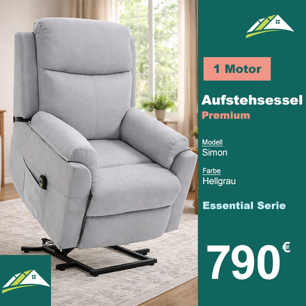 Aufstehsessel – Premium – 1 Motor – Modell Simon - Hellgrau