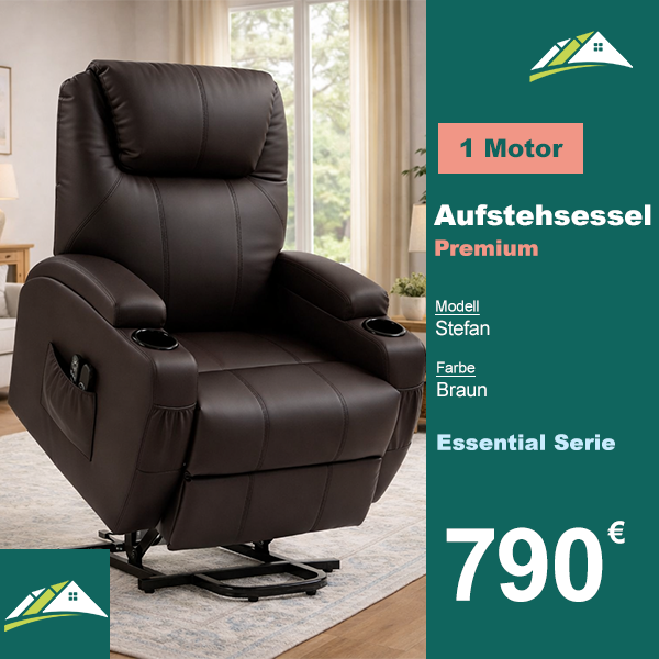 Aufstehsessel – Premium – 1 Motor – Modell Stefan - Braun