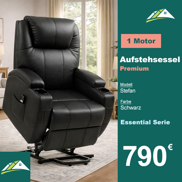 Aufstehsessel – Premium – 1 Motor – Modell Stefan - Schwarz