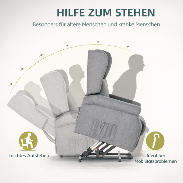 Aufstehsessel – Premium – 1 Motor – Modell Bernhard - Grau