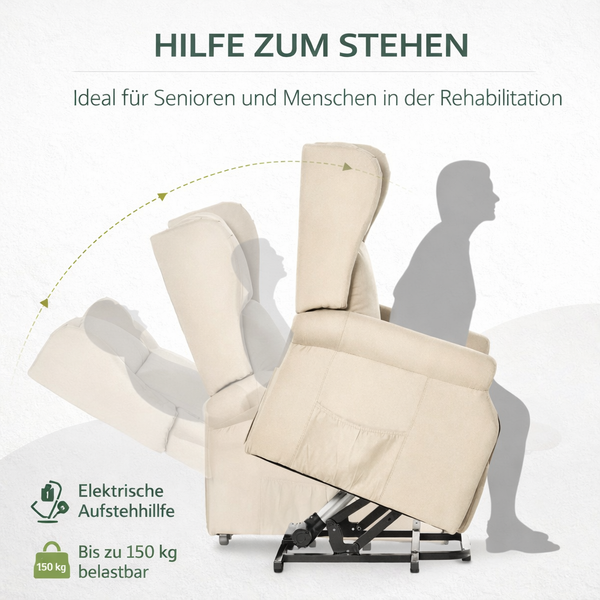 Aufstehsessel – Premium – 1 Motor – Modell Bernhard - Creme