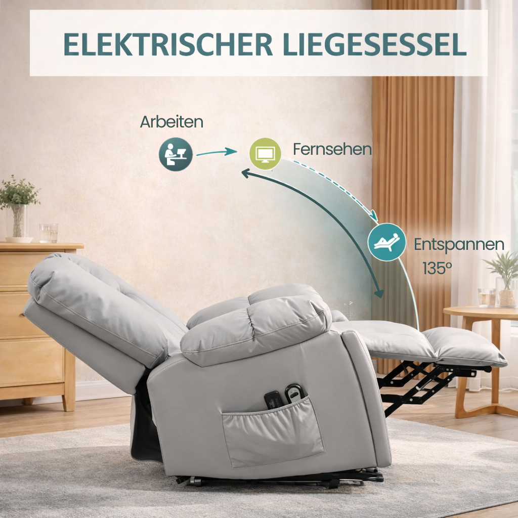 Aufstehsessel – Premium – mit Massagefunktion – Modell Mark - Grau
