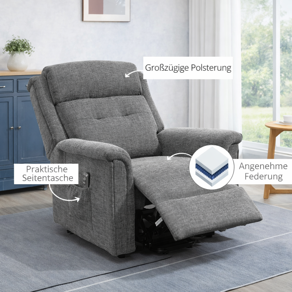 Aufstehsessel – Premium – 2 Motoren – Modell Dieter - Grau