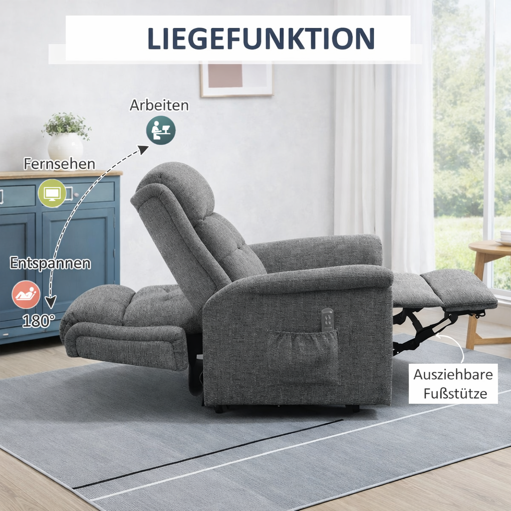 Aufstehsessel – Premium – 2 Motoren – Modell Dieter - Grau