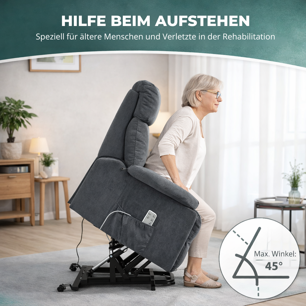 Aufstehsessel – Premium – 2 Motoren – Modell Walter - Grau