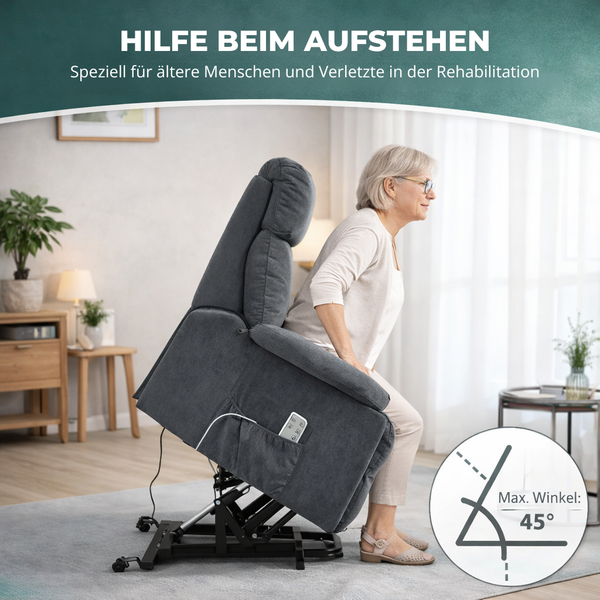 Aufstehsessel – Premium – 2 Motoren – Modell Walter - Grau