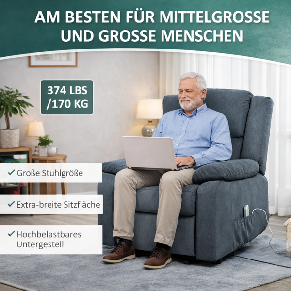 Aufstehsessel – Premium – 2 Motoren – Modell Walter - Grau