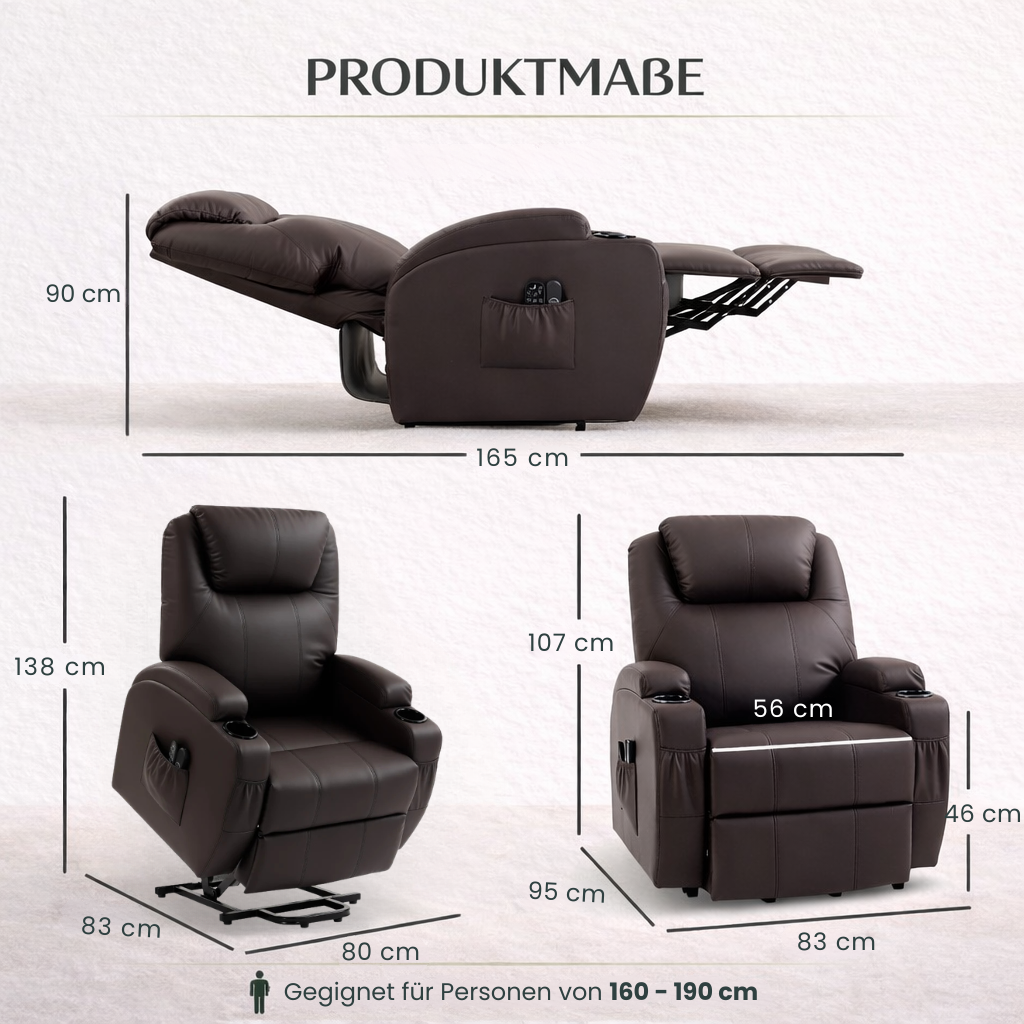 Aufstehsessel – Premium – 1 Motor – Modell Stefan - Braun
