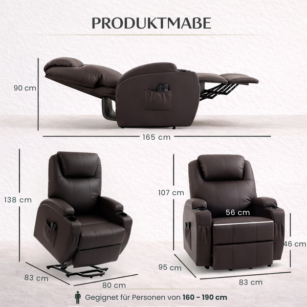 Aufstehsessel – Premium – 1 Motor – Modell Stefan - Braun