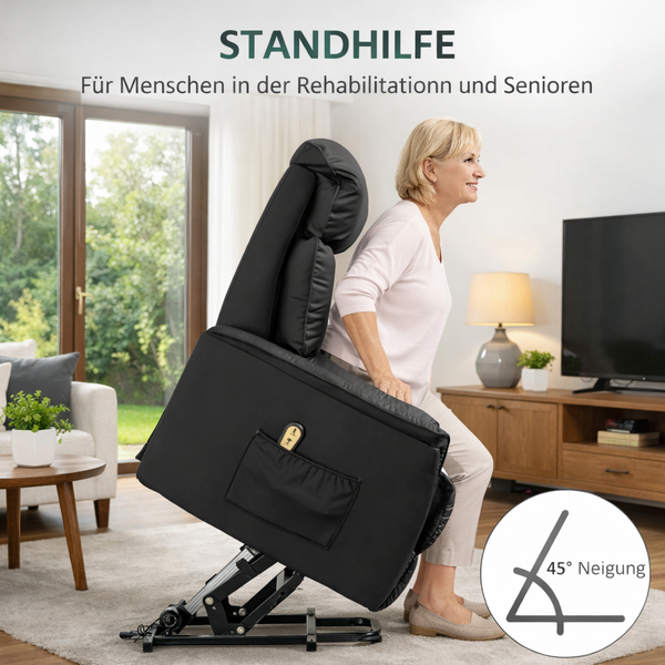 Aufstehsessel – Premium – 1 Motor – Modell Otto - Schwarz