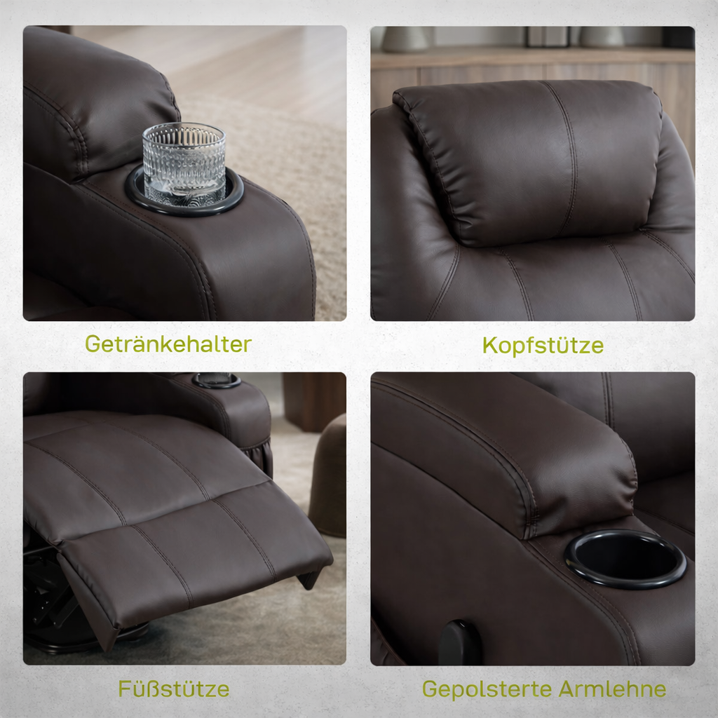 Aufstehsessel – Premium – 1 Motor – Modell Stefan - Braun