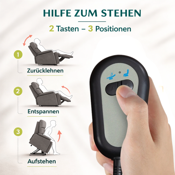 Aufstehsessel – Premium – 1 Motor – Modell Bernhard - Dunkelgrau