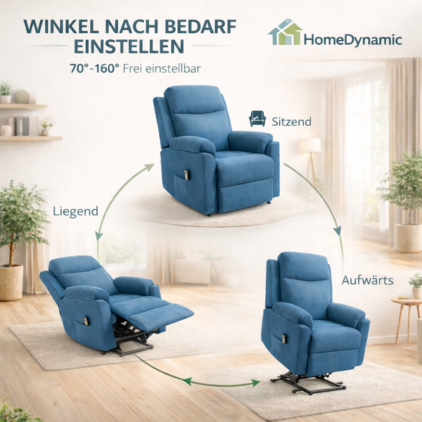 Aufstehsessel – Premium – 1 Motor – Modell Simon - Blau